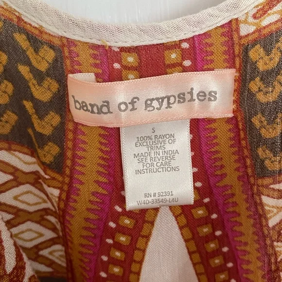 Band of Gypsies pink and mustard patterned boho Dress - Picture 5 of 5